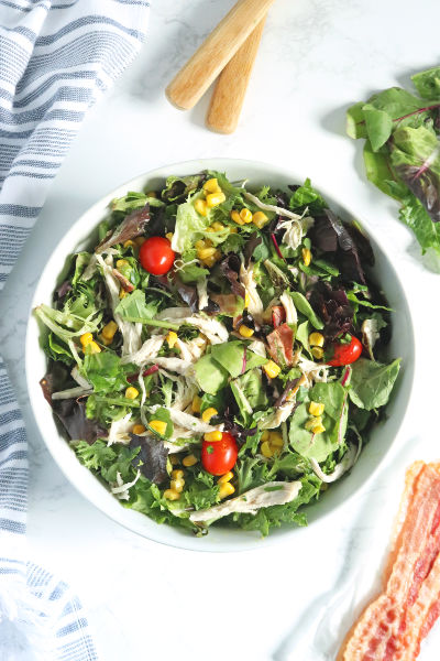 Bacon Salad in a Large Bowl with Tomatoes