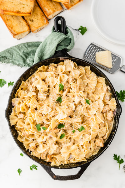 Creamy Chicken Pasta Recipe in a Skillet