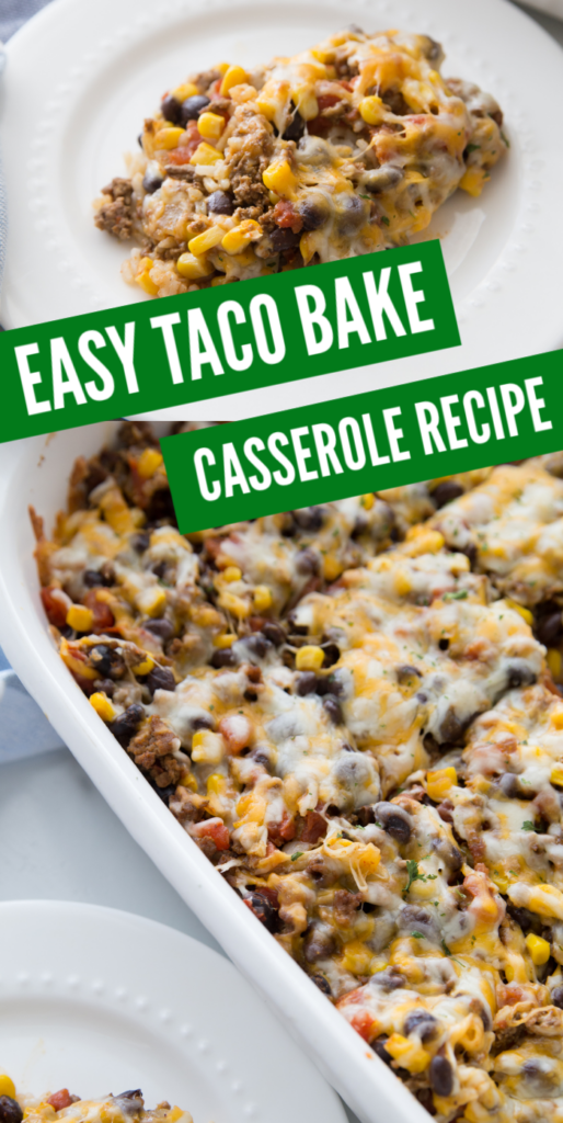 taco bake casserole and taco bake on plate pictures 