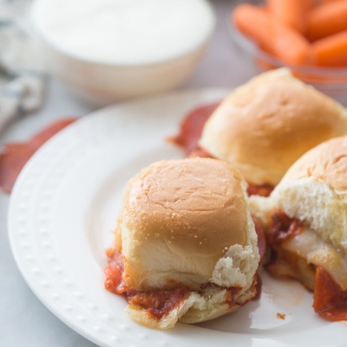pizza sliders on a plate 