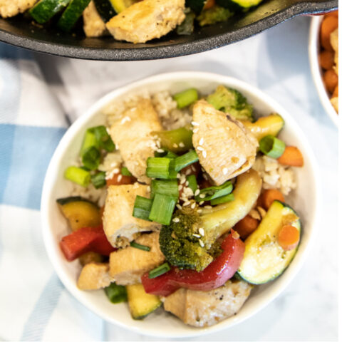Teriyaki Chicken and Vegetables in a bowl