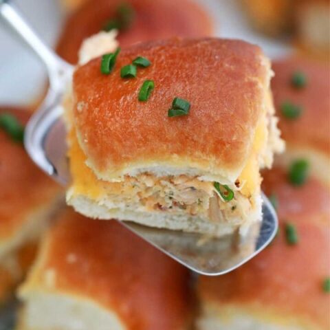 spatula with chicken slider on it