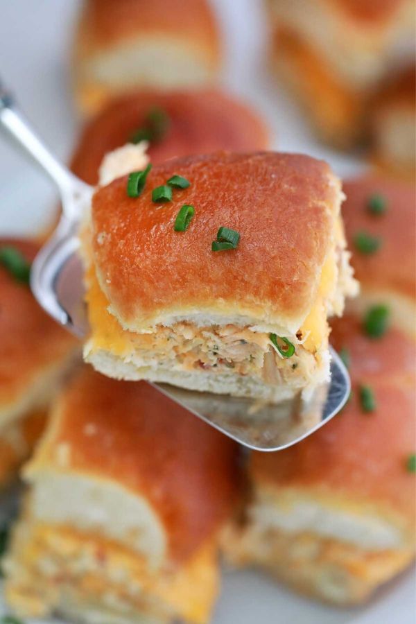 spatula with chicken slider on it 