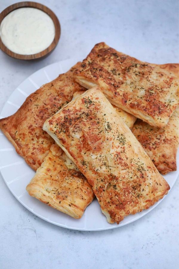 diced ham hot pockets on a plate