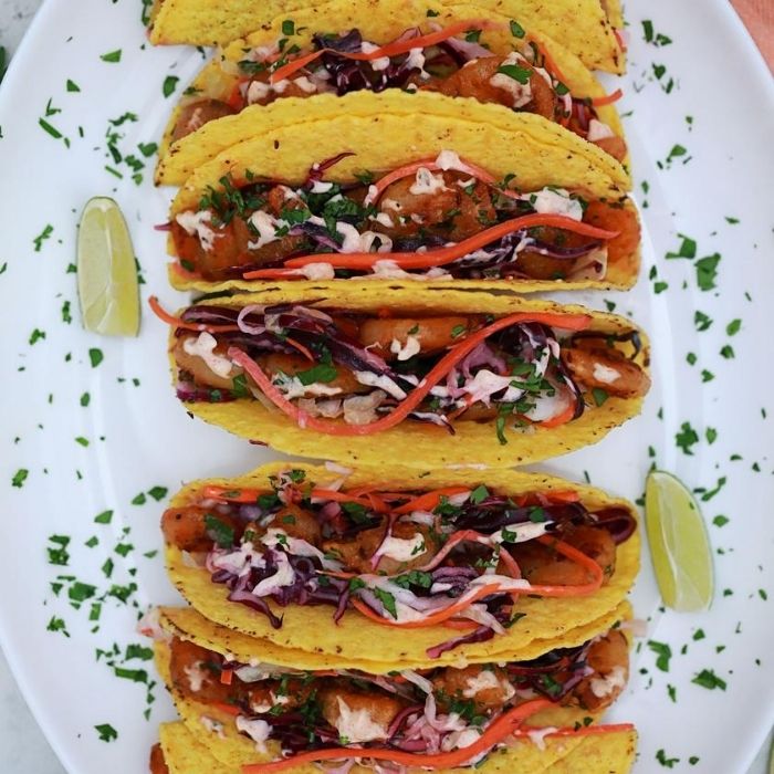 shrimp tacos on a plate