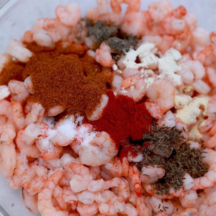 shrimp with seasonings on top