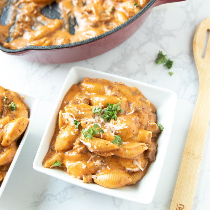 Cheesy Beef and Shells Pasta