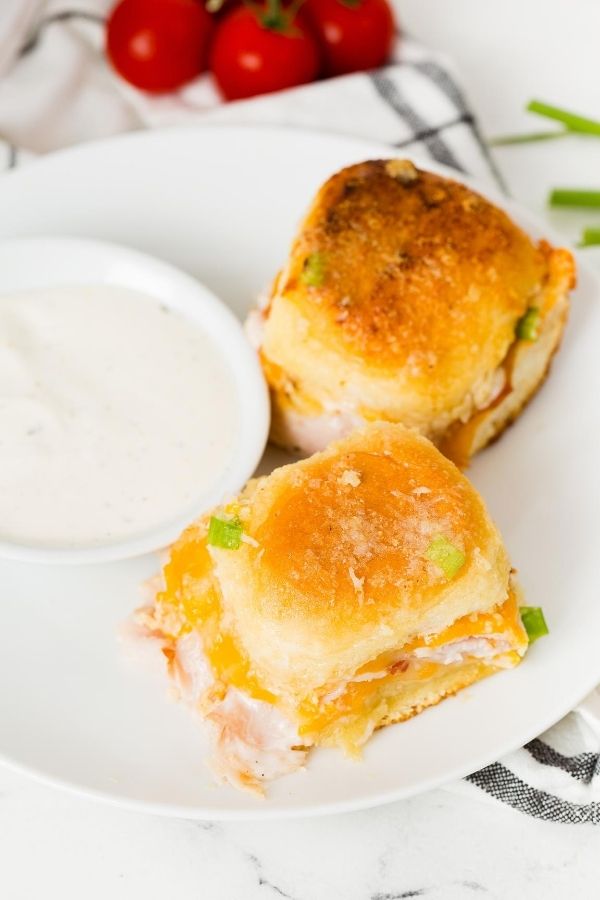 turkey slider sandwiches on a plate