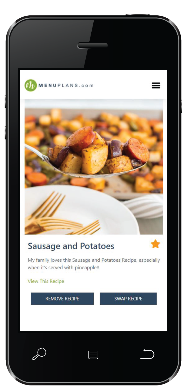 Image of MenuPlans.com Membership on a smart phone