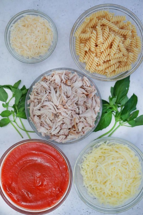 chicken casserole ingredients on plate