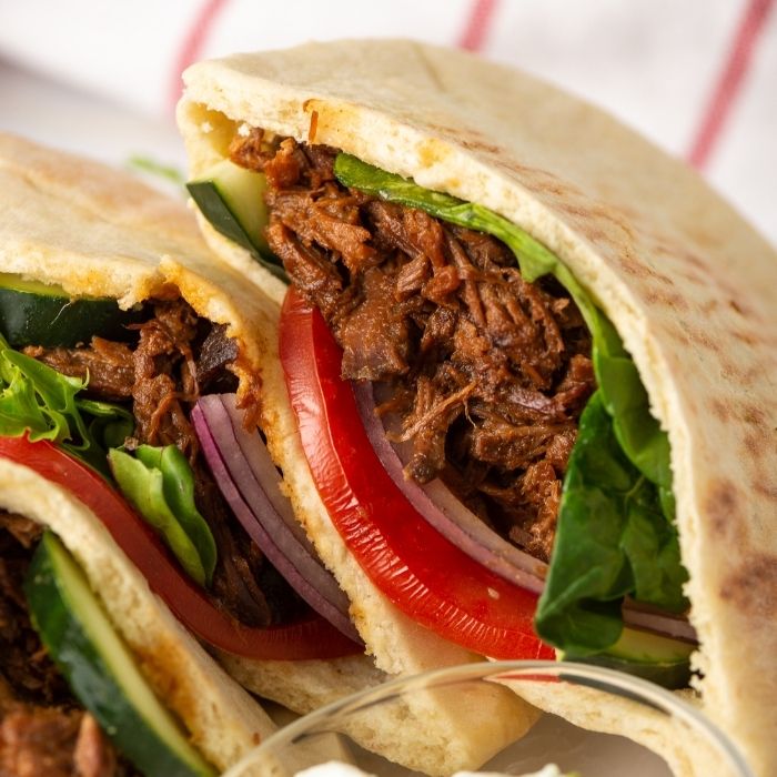 closeup of gyros on plate 