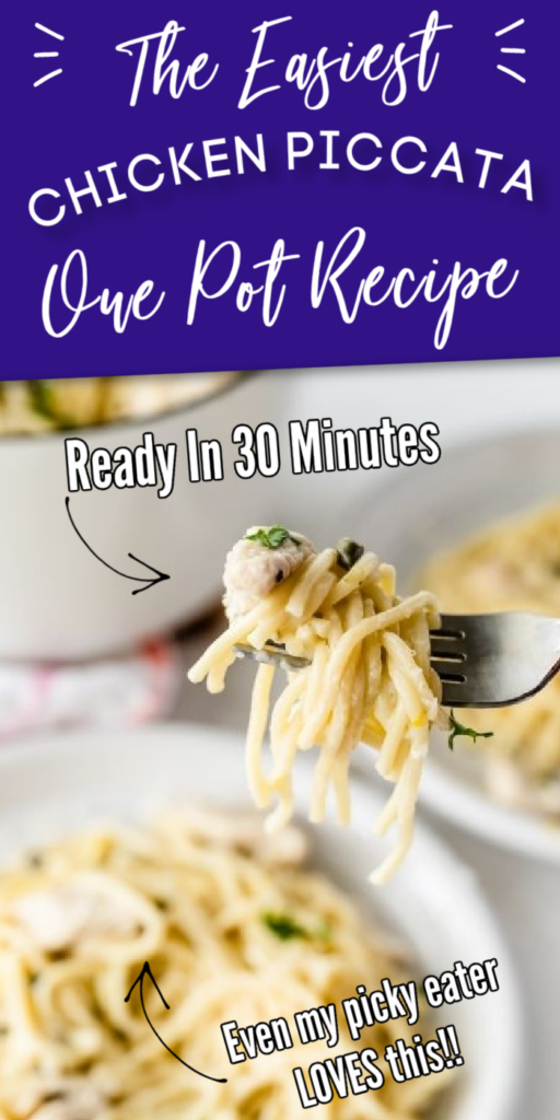 chicken piccata with words saying what it is in blue color