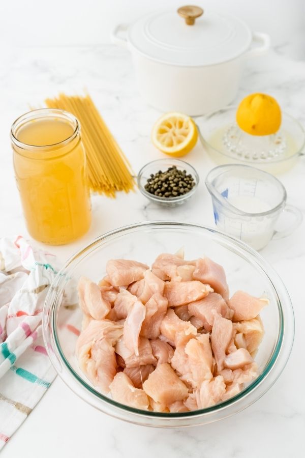 ingredients for chicken dinner on table 