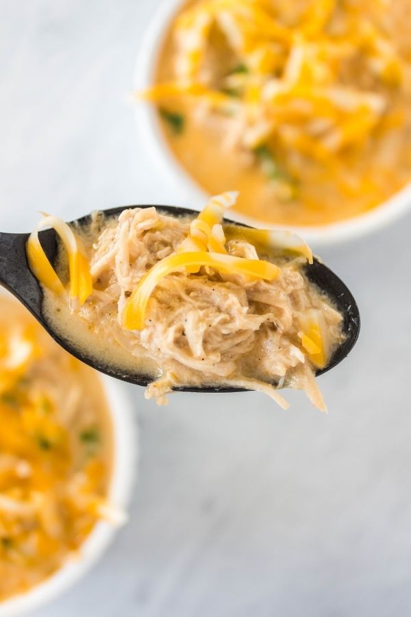 spoon with chicken soup