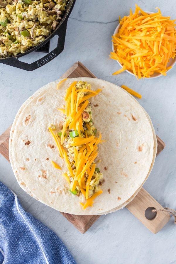 breakfast with eggs on tortilla 