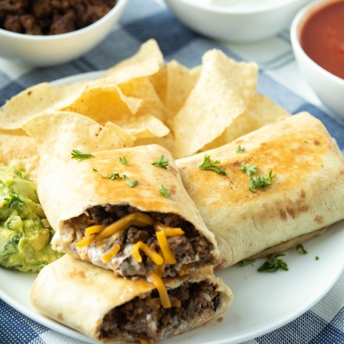 toasted burrito stacked on top of each other