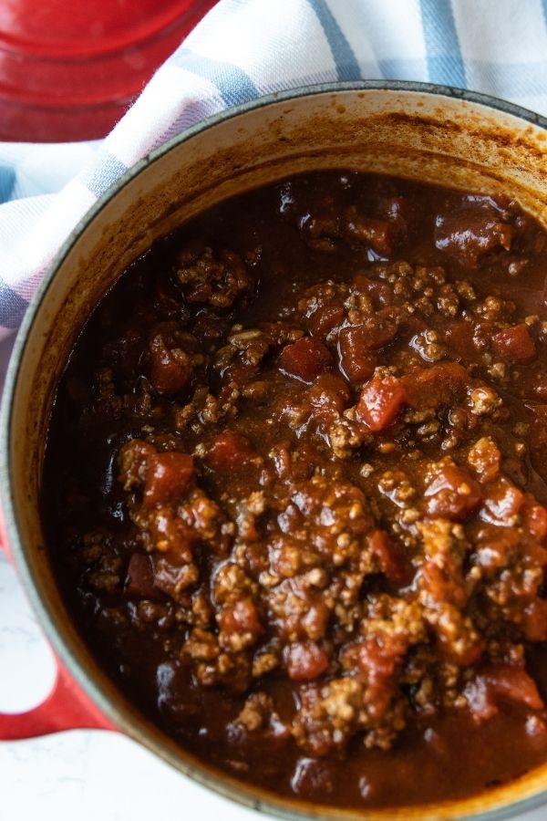 keto chili in a pot 