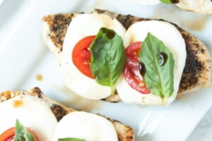 chicken caprese on platter