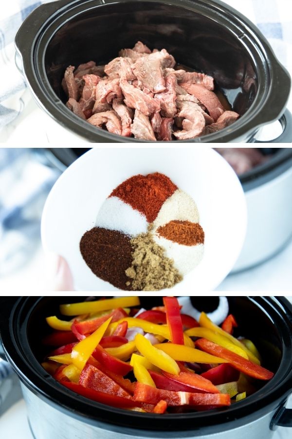 steps on how to make steak fajitas in slow cooker